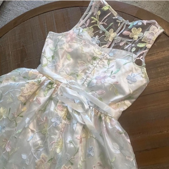 Rare‎ Editions Pastel Floral embroidered Kids Dress Size 12 - Picture 7 of 8